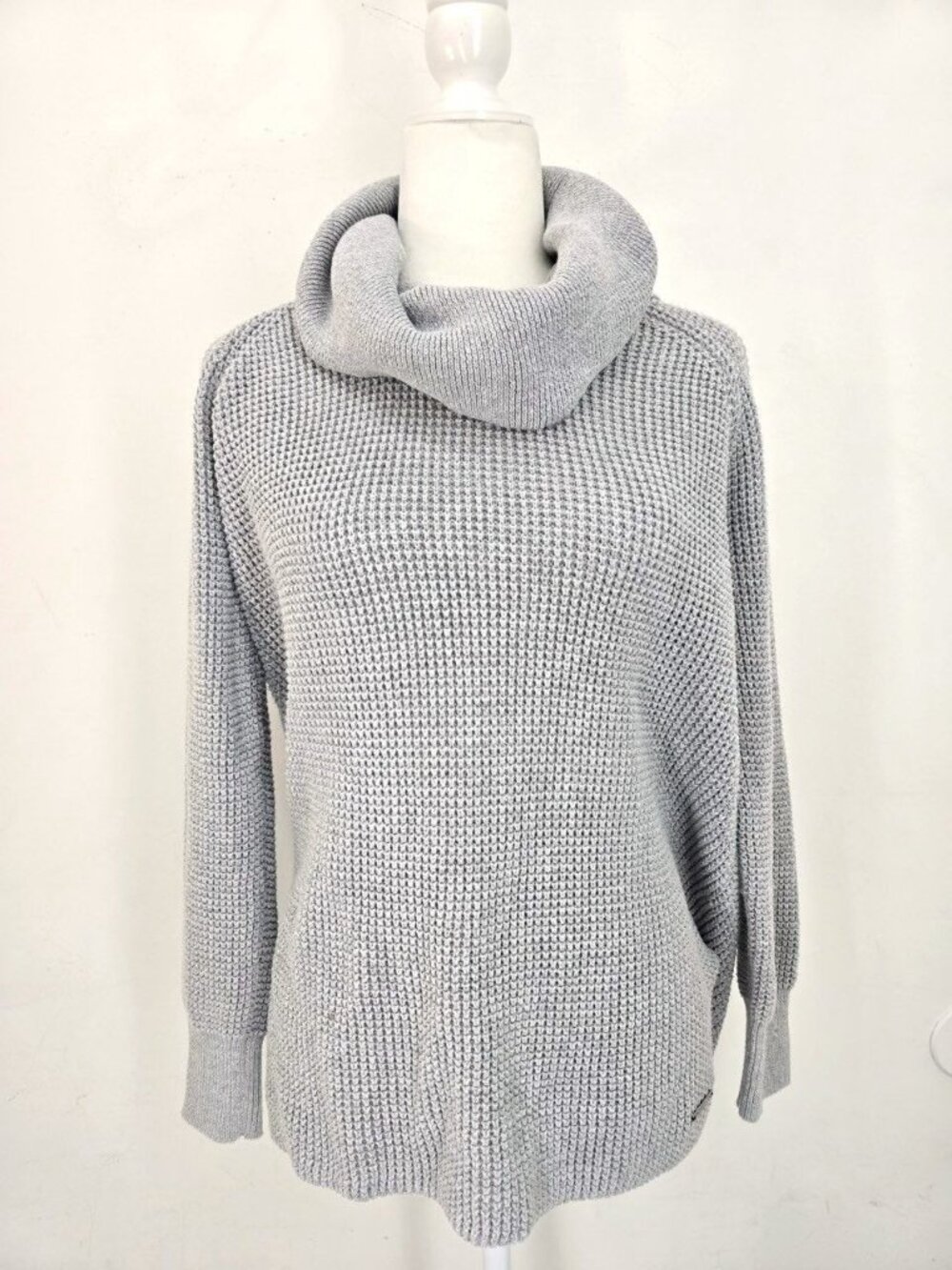 Michael Kors Gray SOFT Waffle Knit COwl Neck Pullover Jumper Sweater Women M
